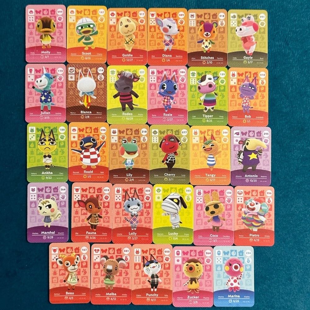 Bundle of Animal Crossing Amiibo Cards